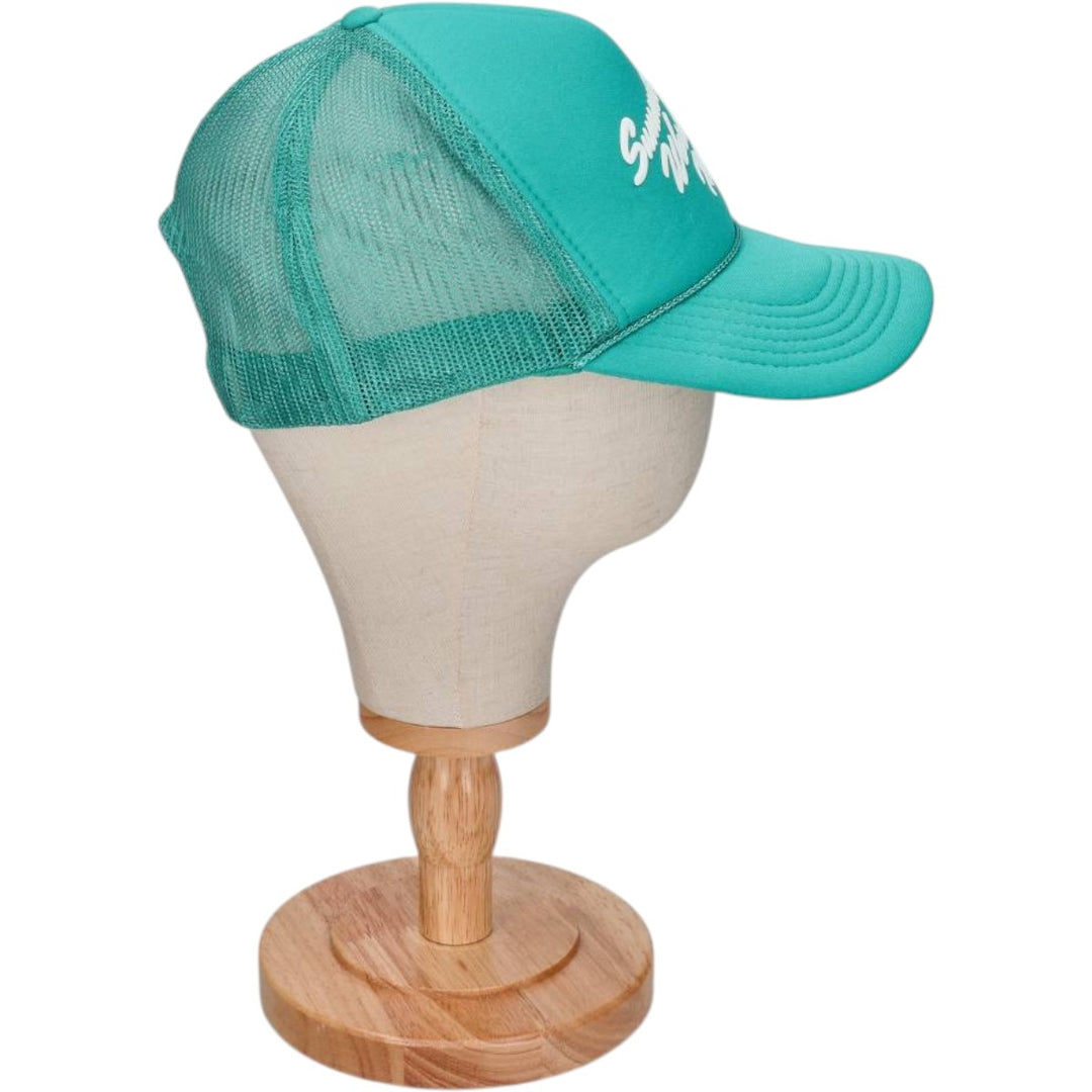 NISSUN Trucker Cap Mesh Cap One Size Fits All polyester turquoise blue Vintage Second Hand