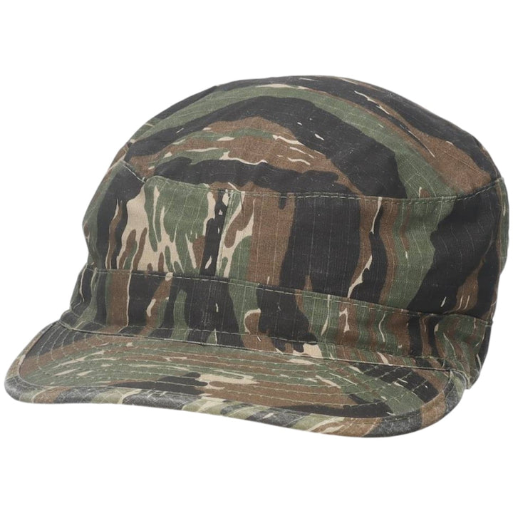 Civilian-made camouflage pattern tiger stripe camo cap, field cap, one size fits all. cotton Khaki type Vintage Second Hand