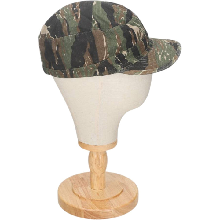 Civilian-made camouflage pattern tiger stripe camo cap, field cap, one size fits all. cotton Khaki type Vintage Second Hand