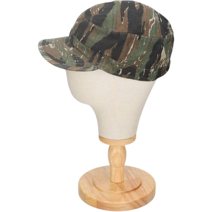 Civilian-made camouflage pattern tiger stripe camo cap, field cap, one size fits all. cotton Khaki type Vintage Second Hand