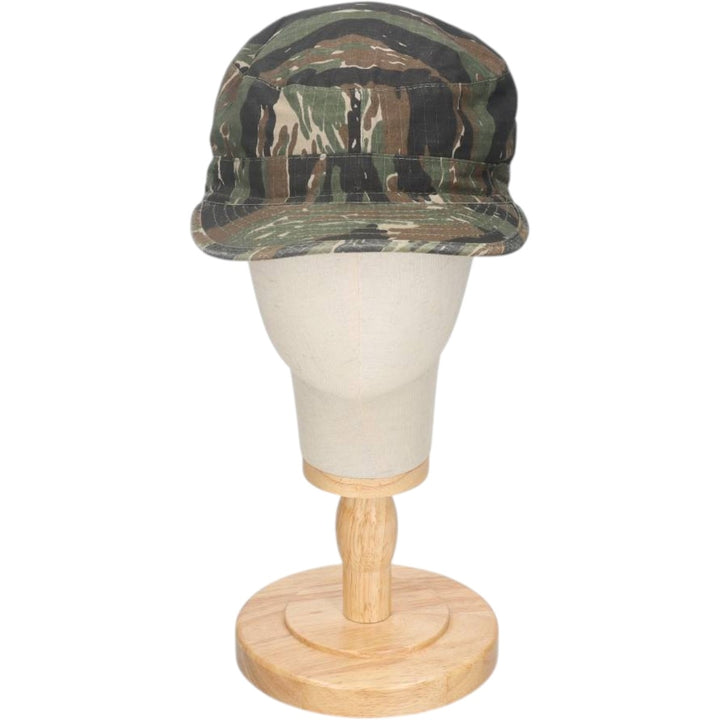 Civilian-made camouflage pattern tiger stripe camo cap, field cap, one size fits all. cotton Khaki type Vintage Second Hand