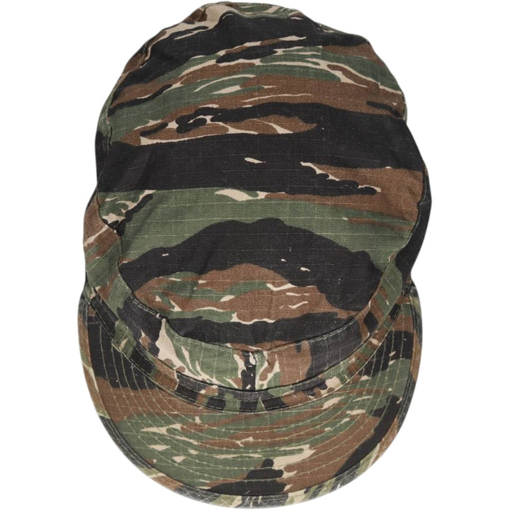 Civilian-made camouflage pattern tiger stripe camo cap, field cap, one size fits all. cotton Khaki type Vintage Second Hand
