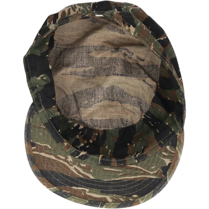 Civilian-made camouflage pattern tiger stripe camo cap, field cap, one size fits all. cotton Khaki type Vintage Second Hand