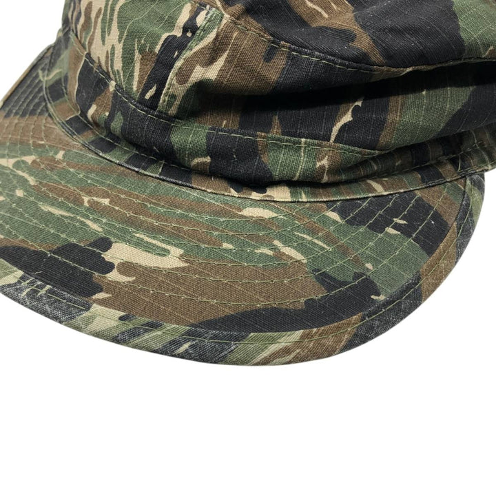 Civilian-made camouflage pattern tiger stripe camo cap, field cap, one size fits all. cotton Khaki type Vintage Second Hand