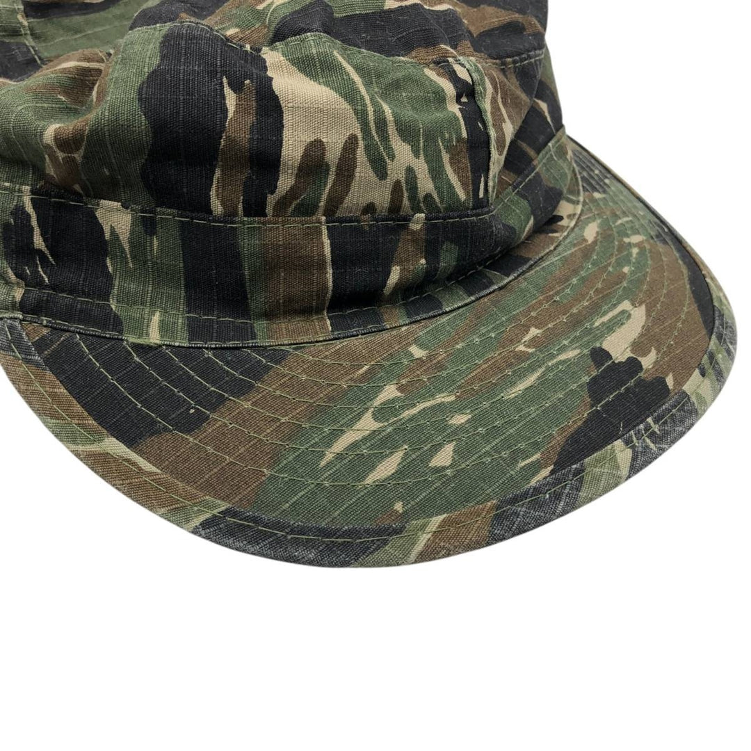 Civilian-made camouflage pattern tiger stripe camo cap, field cap, one size fits all. cotton Khaki type Vintage Second Hand
