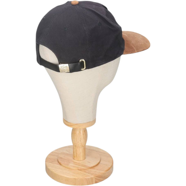 80s-90'S KC Leather Brim Baseball Cap, 6-Panel Cap, One Size Fits All, Vintage unclear black type Vintage Second Hand