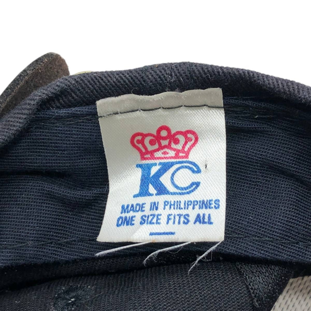 80s-90'S KC Leather Brim Baseball Cap, 6-Panel Cap, One Size Fits All, Vintage unclear black type Vintage Second Hand