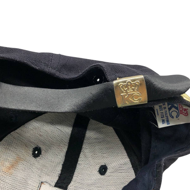 80s-90'S KC Leather Brim Baseball Cap, 6-Panel Cap, One Size Fits All, Vintage unclear black type Vintage Second Hand