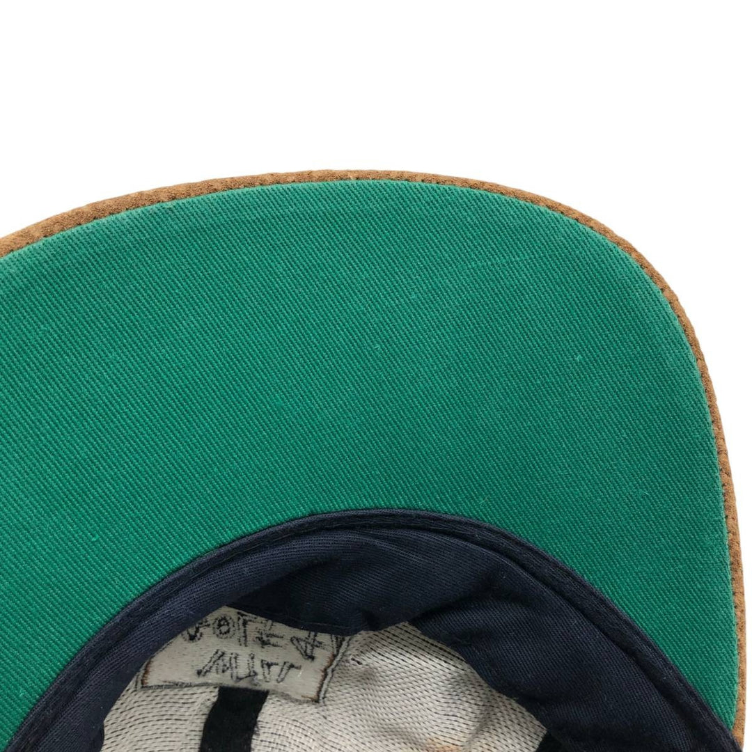 80s-90'S KC Leather Brim Baseball Cap, 6-Panel Cap, One Size Fits All, Vintage unclear black type Vintage Second Hand