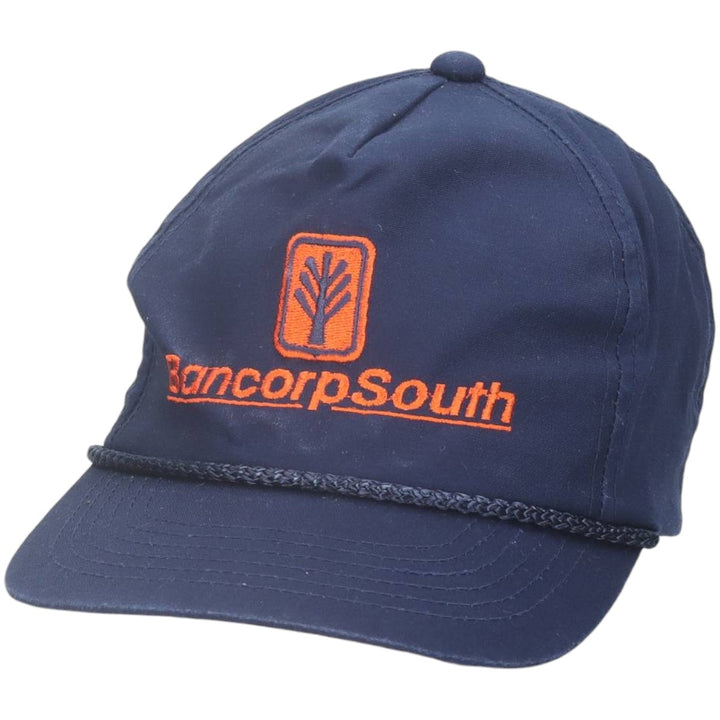 90'S Young An Hat BancorpSouth Advertising Baseball Cap, One Size Fits All, Vintage cotton navy blue type Vintage Second Hand