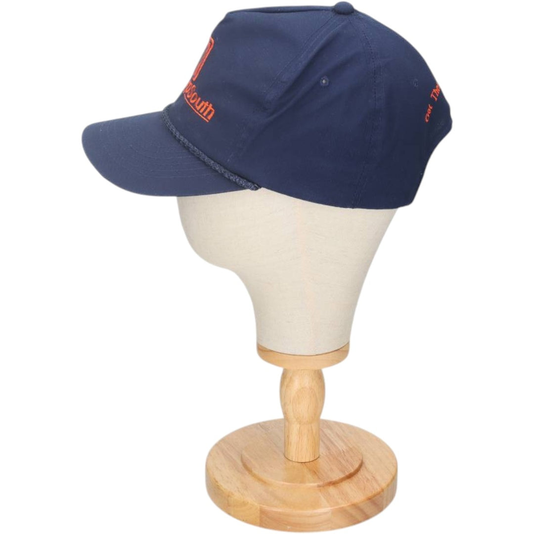 90'S Young An Hat BancorpSouth Advertising Baseball Cap, One Size Fits All, Vintage cotton navy blue type Vintage Second Hand