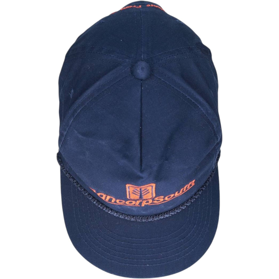 90'S Young An Hat BancorpSouth Advertising Baseball Cap, One Size Fits All, Vintage cotton navy blue type Vintage Second Hand