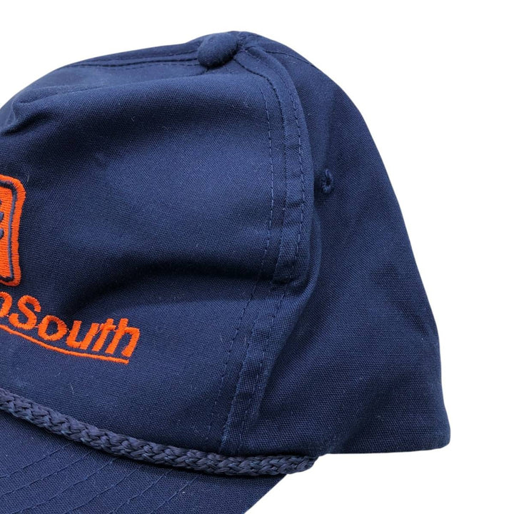 90'S Young An Hat BancorpSouth Advertising Baseball Cap, One Size Fits All, Vintage cotton navy blue type Vintage Second Hand