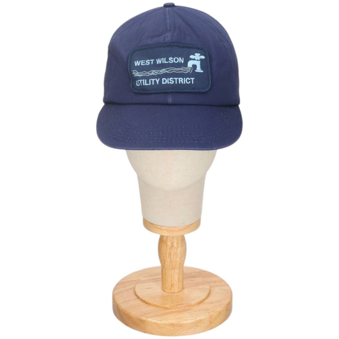 WEST WILSON UTILITY DISTRICT Advertising Baseball Cap, Made in USA, One Size Fits All unclear navy blue type Vintage Second Hand