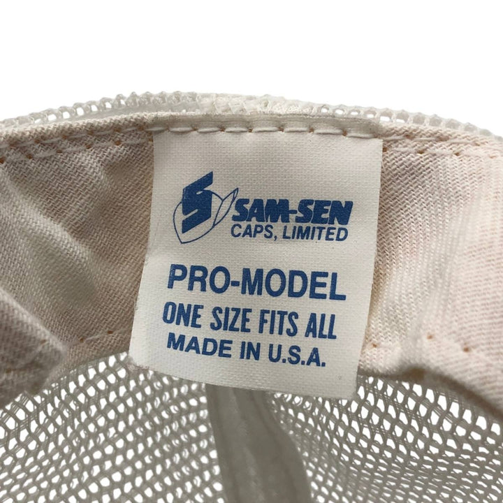 90'S Sam-Sen Caps Advertising Trucker Cap Mesh Cap Made in USA One Size Fits All Vintage unclear white type Vintage Second Hand