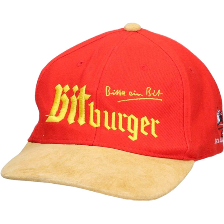 BITBURGER Leather Brim Advertising Racing Cap (One Size Fits All) acrylic red type Vintage Second Hand