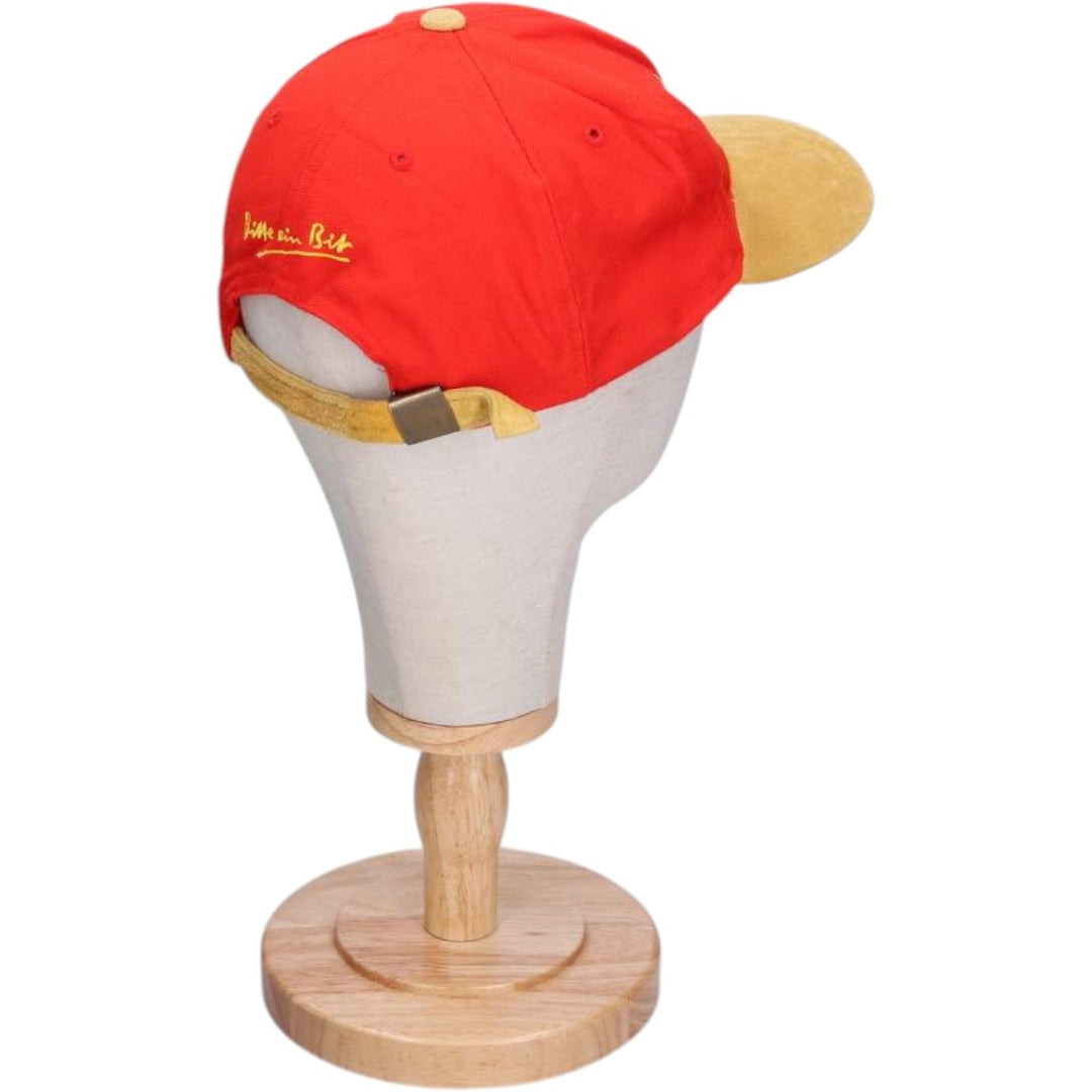 BITBURGER Leather Brim Advertising Racing Cap (One Size Fits All) acrylic red type Vintage Second Hand