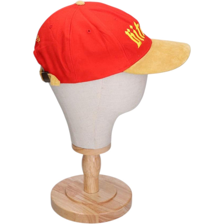 BITBURGER Leather Brim Advertising Racing Cap (One Size Fits All) acrylic red type Vintage Second Hand