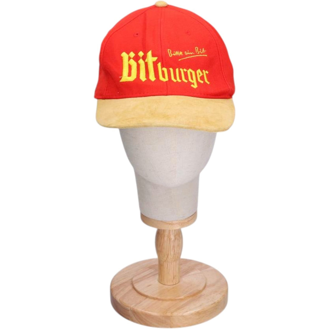 BITBURGER Leather Brim Advertising Racing Cap (One Size Fits All) acrylic red type Vintage Second Hand