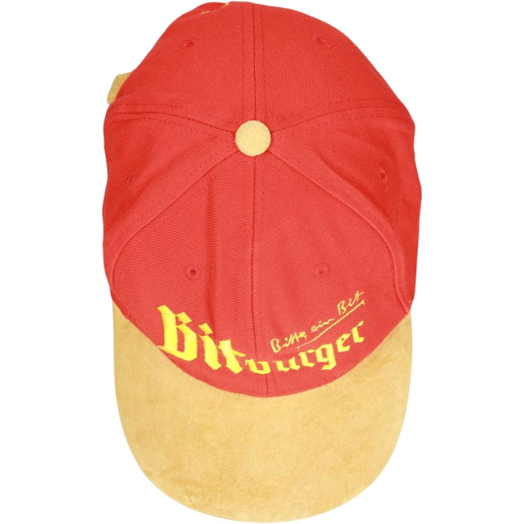 BITBURGER Leather Brim Advertising Racing Cap (One Size Fits All) acrylic red type Vintage Second Hand