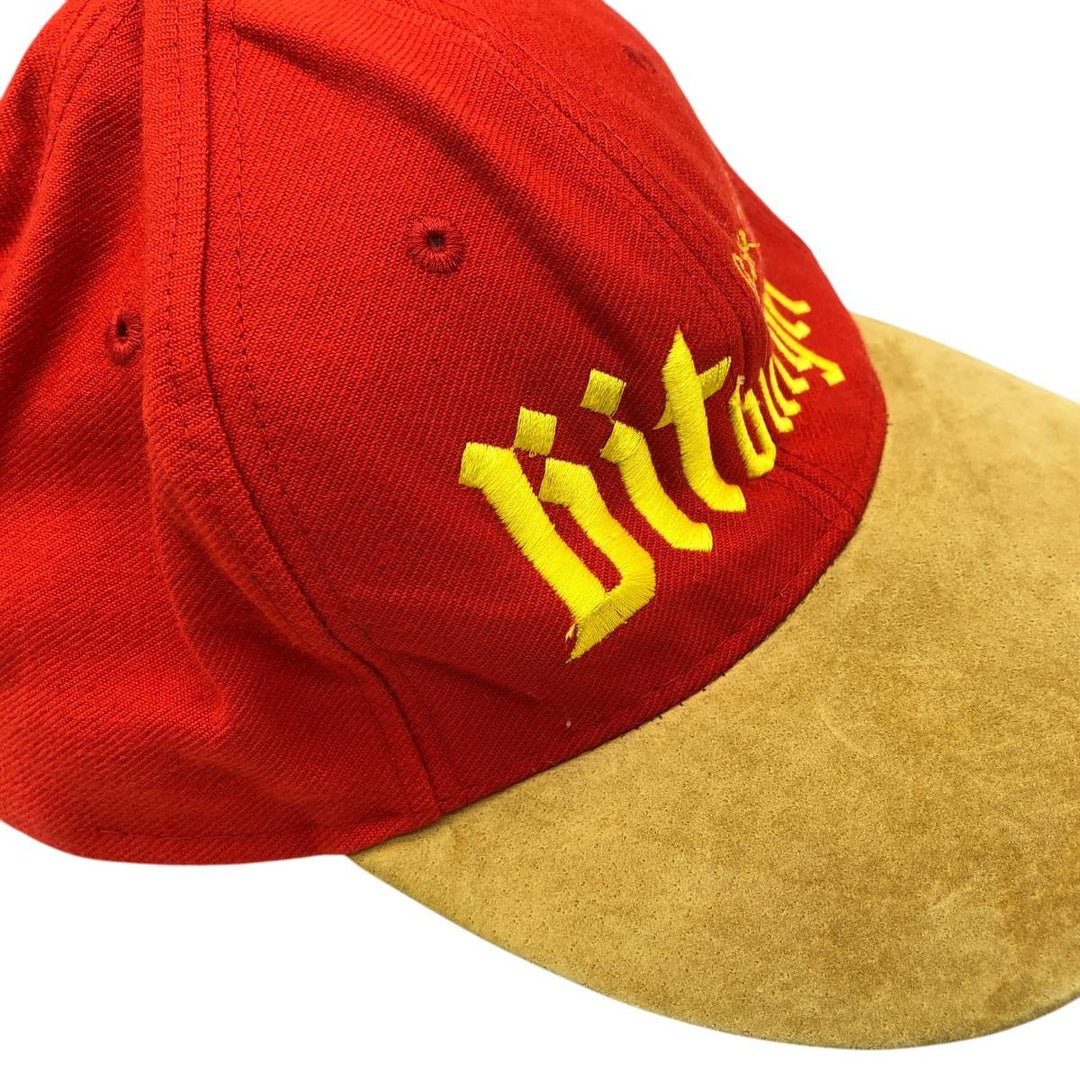 BITBURGER Leather Brim Advertising Racing Cap (One Size Fits All) acrylic red type Vintage Second Hand