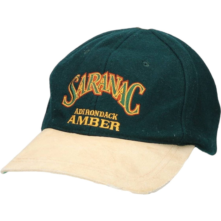 SARANAC ADIRONDACK AMBER Leather Brim Baseball Cap, 6-Panel Cap, One Size Fits All unclear green type Vintage Second Hand