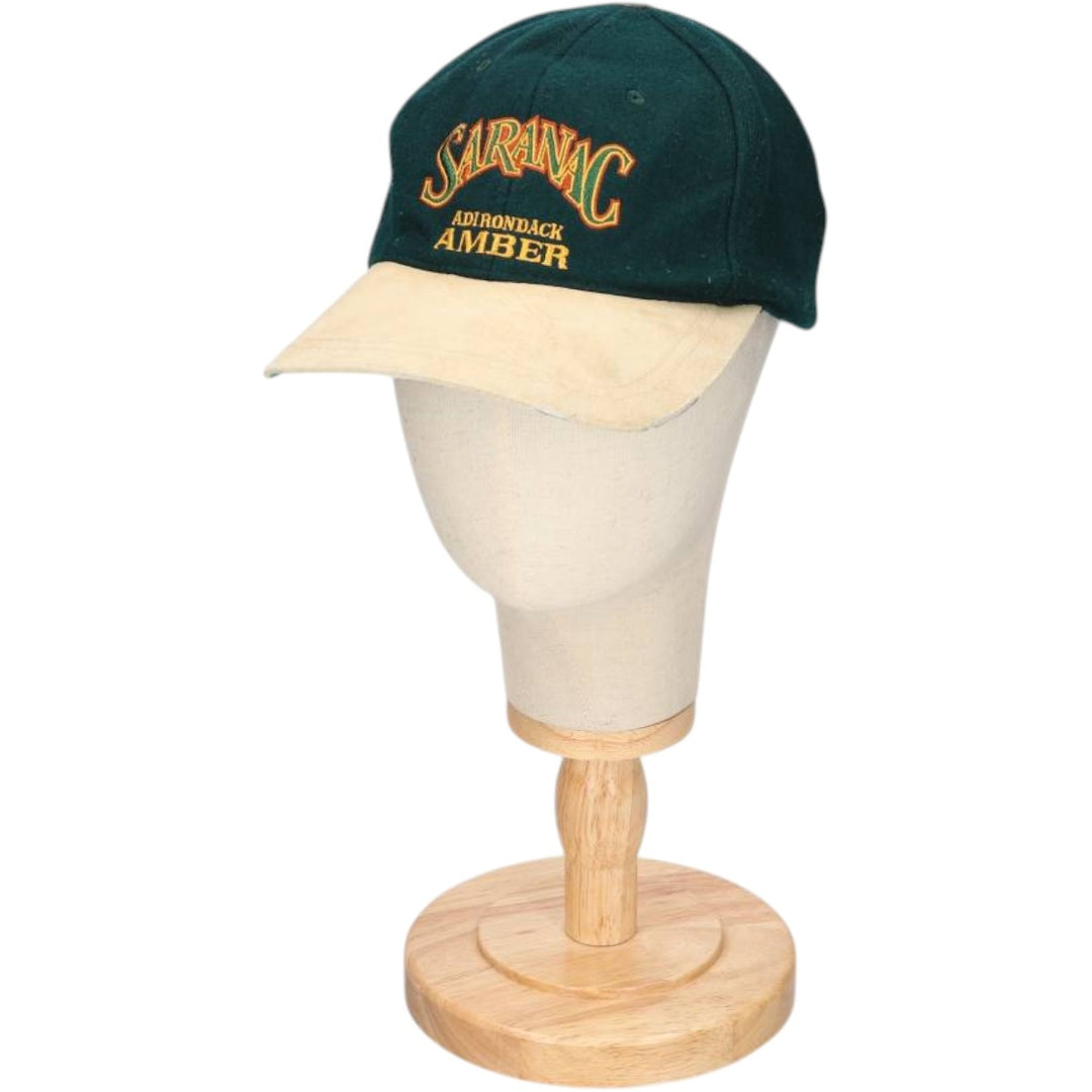 SARANAC ADIRONDACK AMBER Leather Brim Baseball Cap, 6-Panel Cap, One Size Fits All unclear green type Vintage Second Hand