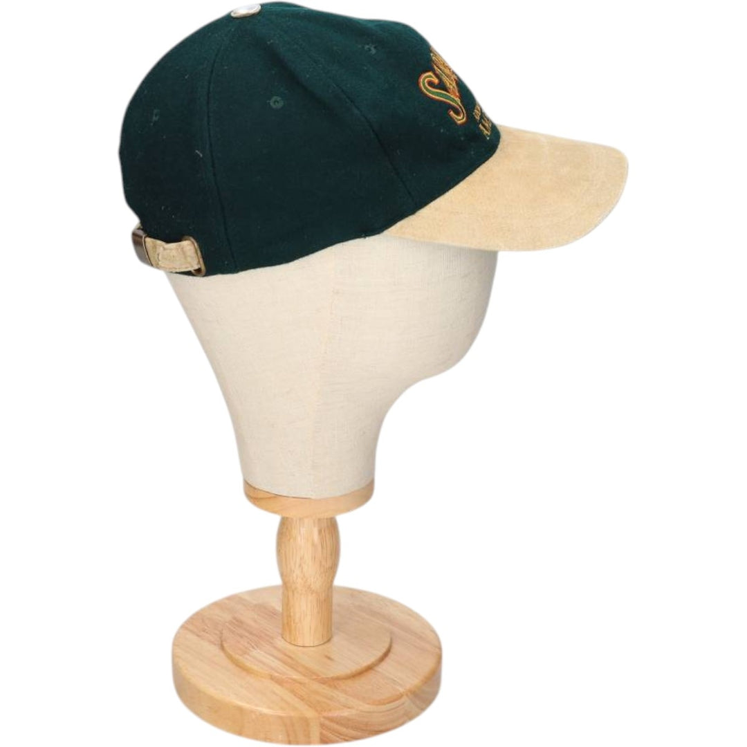 SARANAC ADIRONDACK AMBER Leather Brim Baseball Cap, 6-Panel Cap, One Size Fits All unclear green type Vintage Second Hand