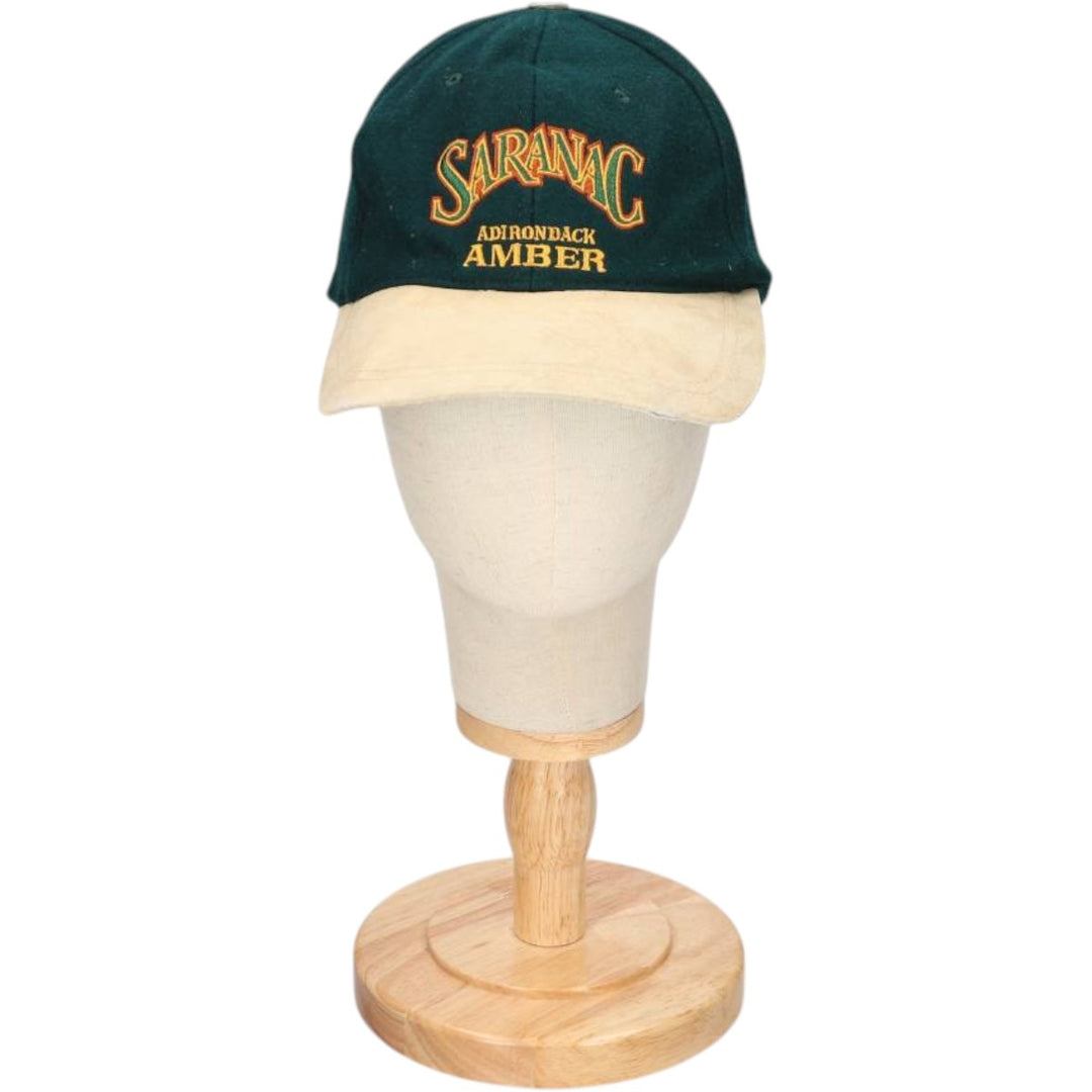 SARANAC ADIRONDACK AMBER Leather Brim Baseball Cap, 6-Panel Cap, One Size Fits All unclear green type Vintage Second Hand