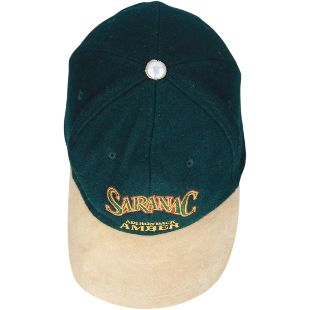 SARANAC ADIRONDACK AMBER Leather Brim Baseball Cap, 6-Panel Cap, One Size Fits All unclear green type Vintage Second Hand