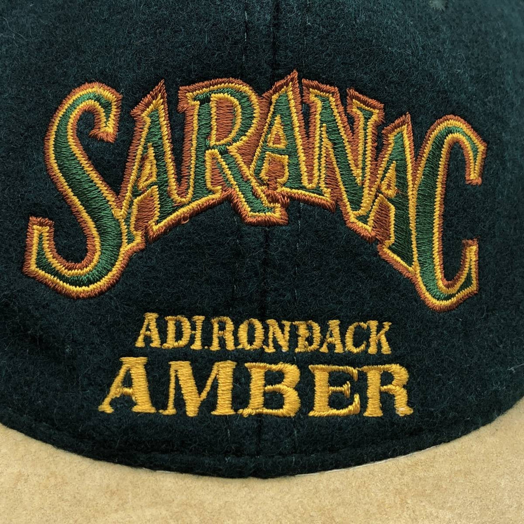 SARANAC ADIRONDACK AMBER Leather Brim Baseball Cap, 6-Panel Cap, One Size Fits All unclear green type Vintage Second Hand