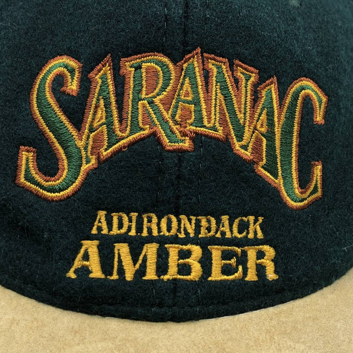 SARANAC ADIRONDACK AMBER Leather Brim Baseball Cap, 6-Panel Cap, One Size Fits All unclear green type Vintage Second Hand