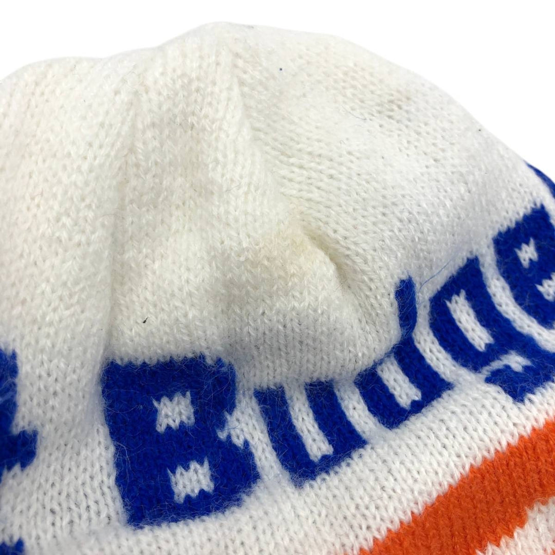 BUDGET RENT A CAR Plain Knit Beanie Hat (Unclear, One Size Fits All) Advertising unclear white type Vintage Second Hand