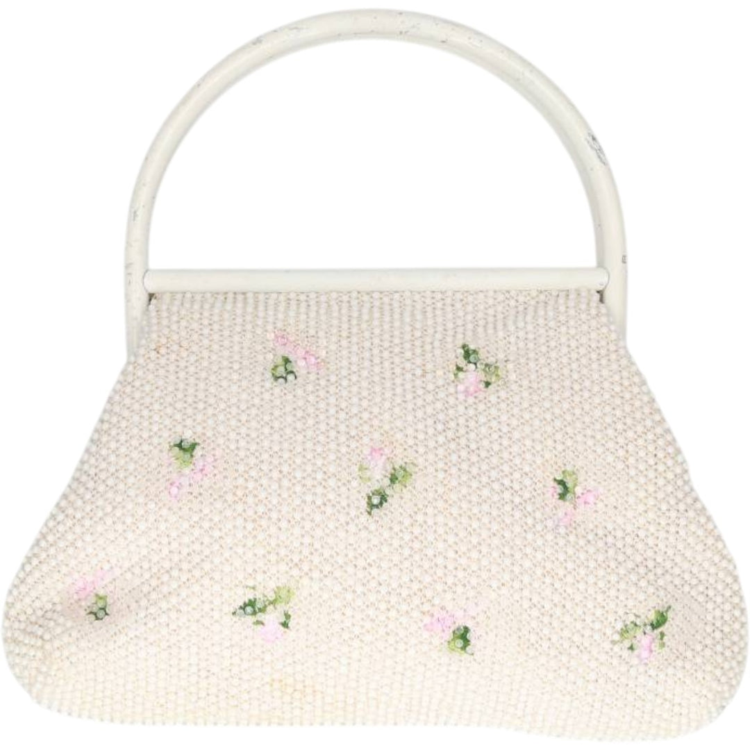 1950s-1960'S La Regale all-over floral print, handmade, beaded embroidered handbag, vintage. unclear white type Vintage Second Hand