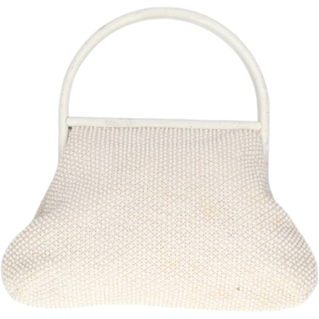 1950s-1960'S La Regale all-over floral print, handmade, beaded embroidered handbag, vintage. unclear white type Vintage Second Hand