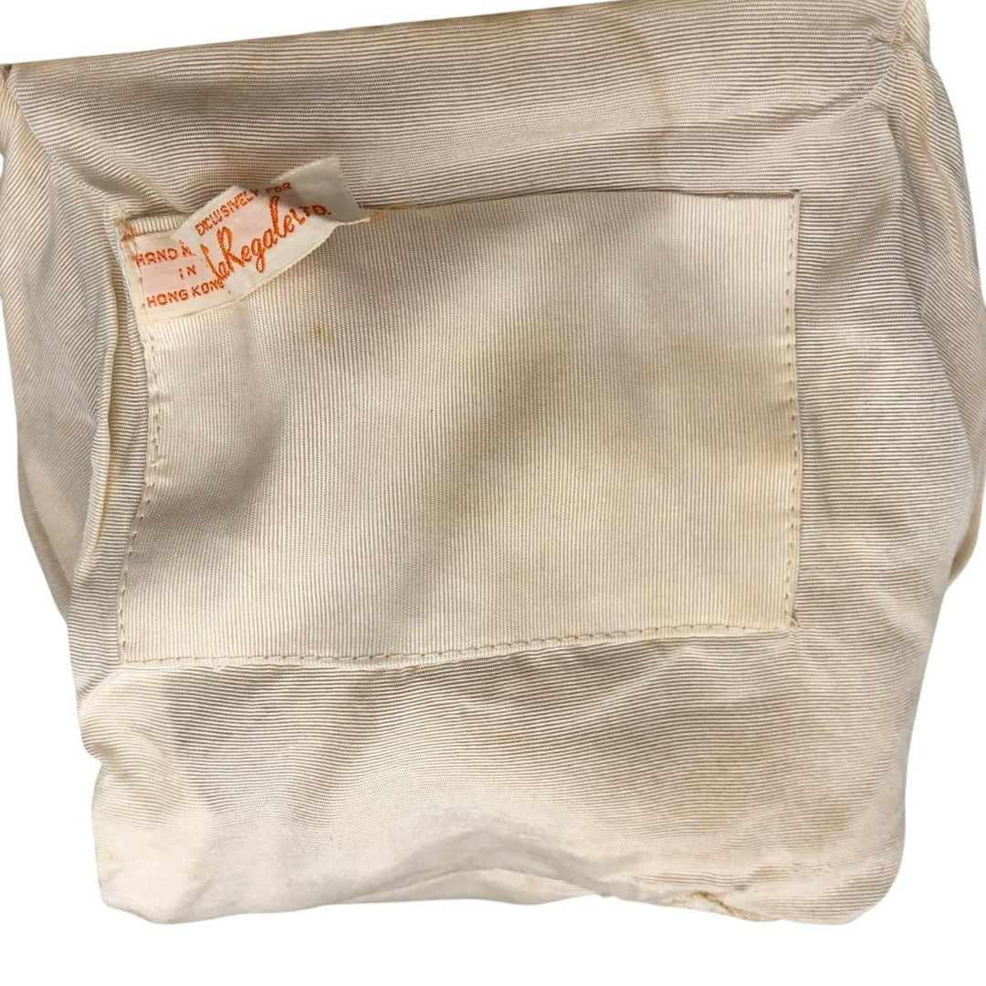 1950s-1960'S La Regale all-over floral print, handmade, beaded embroidered handbag, vintage. unclear white type Vintage Second Hand