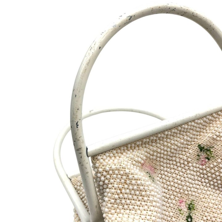 1950s-1960'S La Regale all-over floral print, handmade, beaded embroidered handbag, vintage. unclear white type Vintage Second Hand