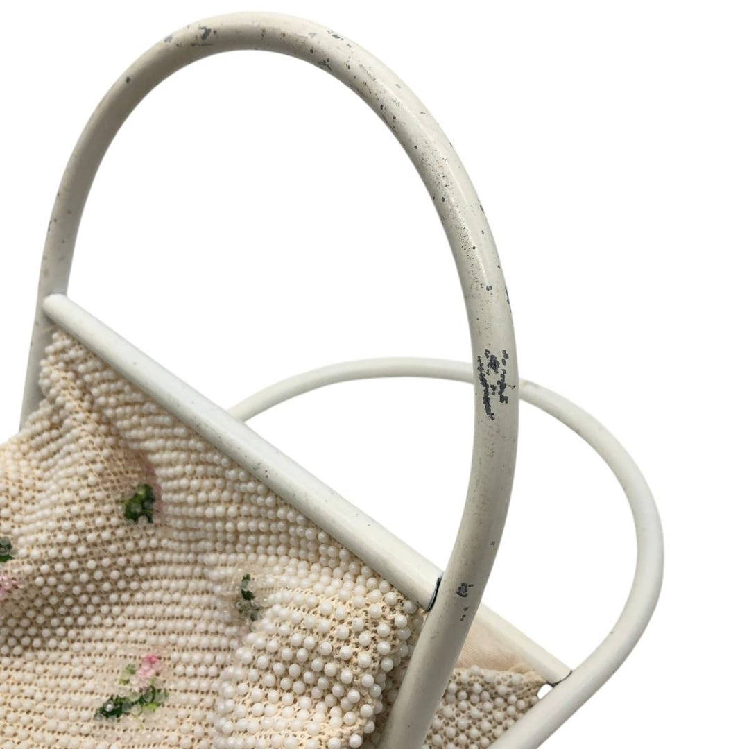 1950s-1960'S La Regale all-over floral print, handmade, beaded embroidered handbag, vintage. unclear white type Vintage Second Hand