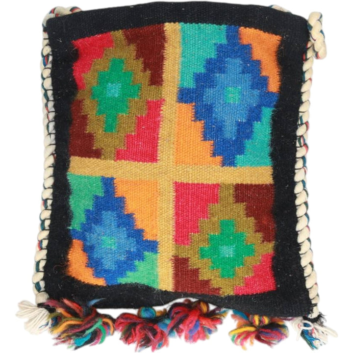All-over ethnic pattern shoulder bag with tassels unclear black type Vintage Second Hand