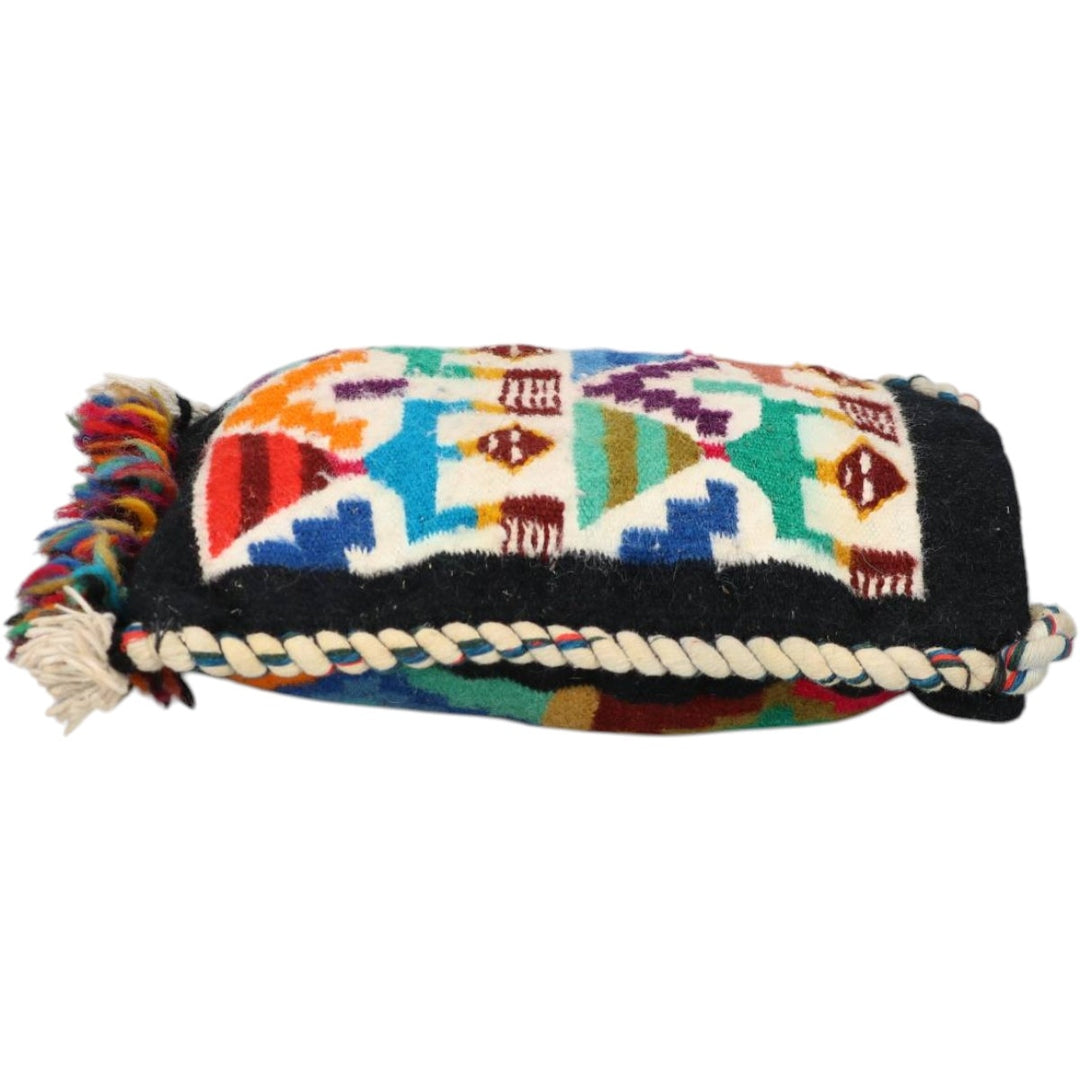 All-over ethnic pattern shoulder bag with tassels unclear black type Vintage Second Hand