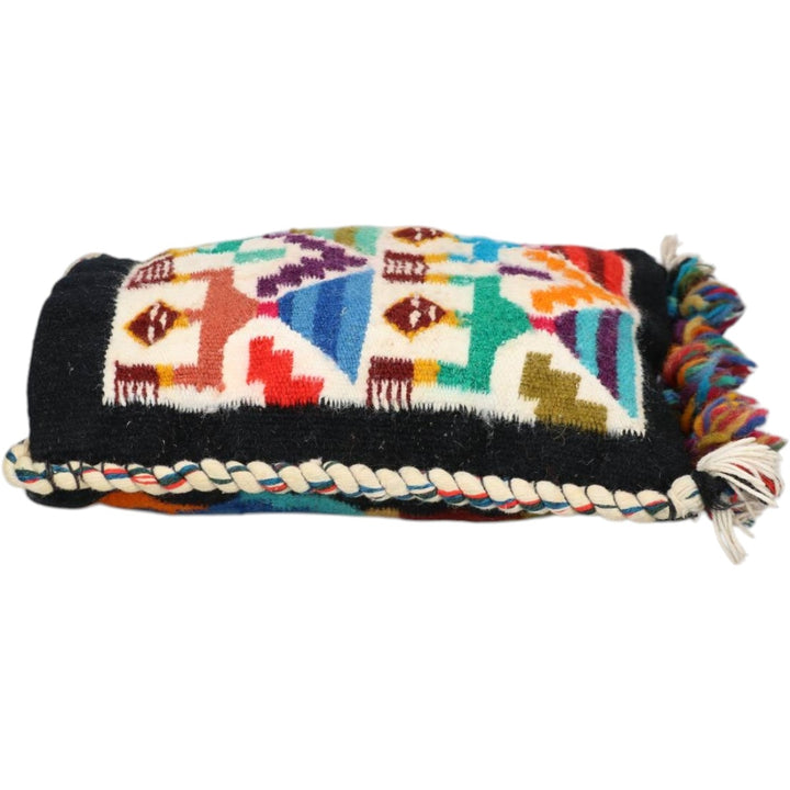 All-over ethnic pattern shoulder bag with tassels unclear black type Vintage Second Hand