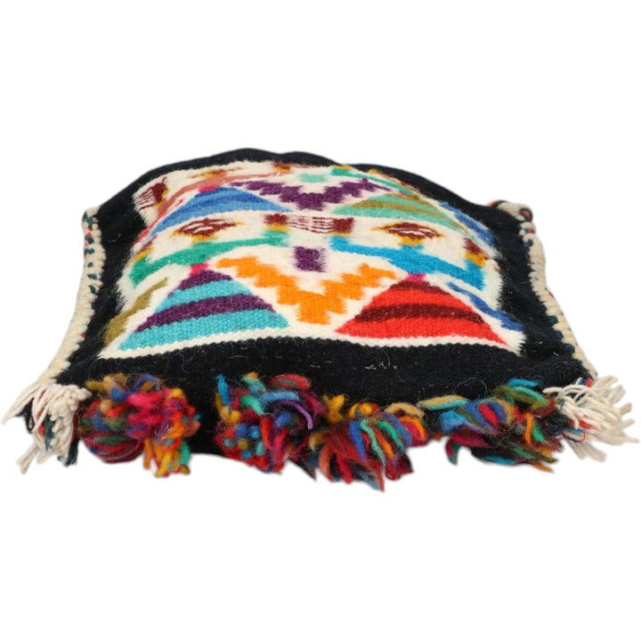 All-over ethnic pattern shoulder bag with tassels unclear black type Vintage Second Hand
