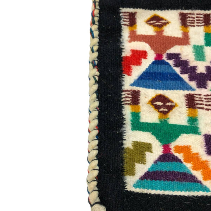 All-over ethnic pattern shoulder bag with tassels unclear black type Vintage Second Hand