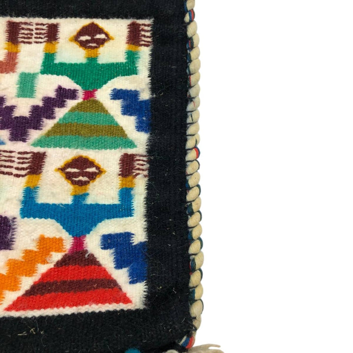 All-over ethnic pattern shoulder bag with tassels unclear black type Vintage Second Hand