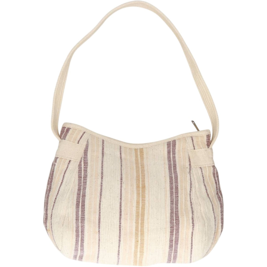 Vintage 60s-70'S Carpetbags of America Stripe Pattern Multi-Stripe Shoulder Bag unclear ivory Vintage Second Hand