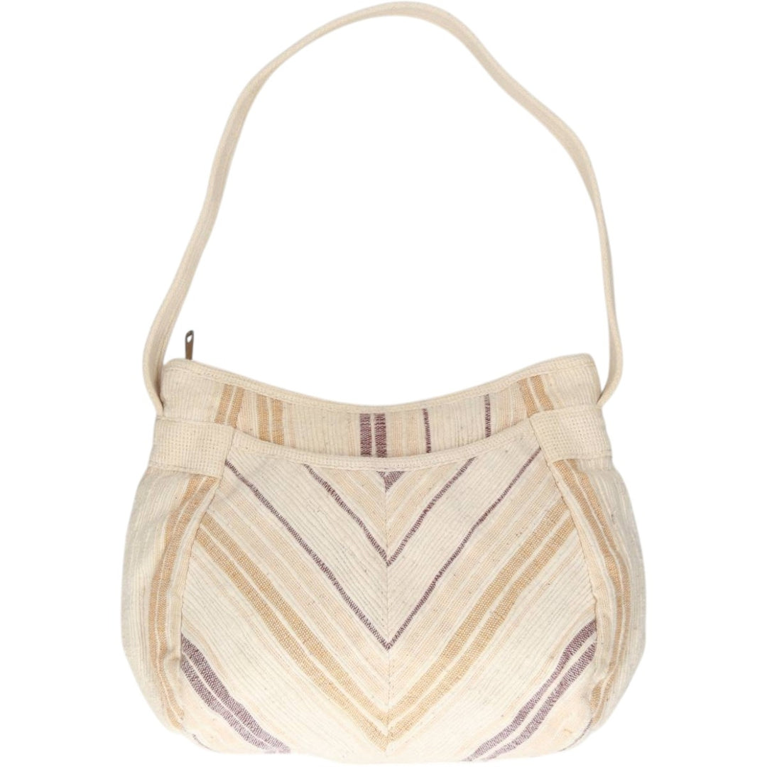 Vintage 60s-70'S Carpetbags of America Stripe Pattern Multi-Stripe Shoulder Bag unclear ivory Vintage Second Hand