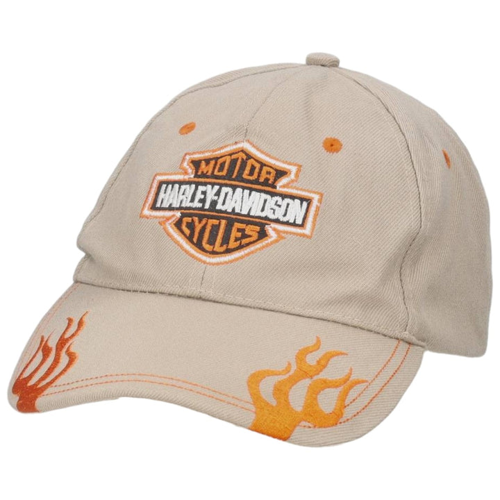 Harley-Davidson Fire Pattern Baseball Cap, 6-Panel, One Size Fits Most cotton Beige type Vintage Second Hand
