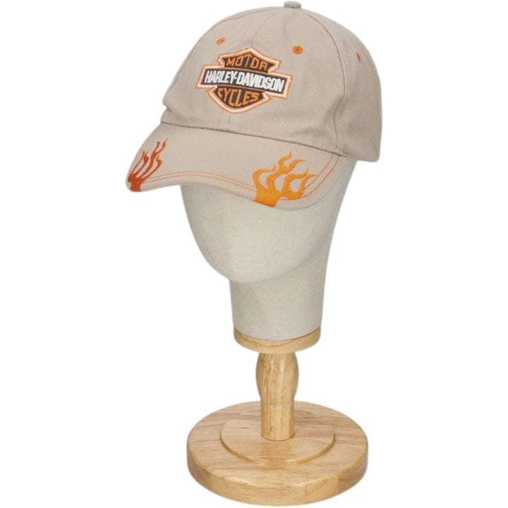 Harley-Davidson Fire Pattern Baseball Cap, 6-Panel, One Size Fits Most cotton Beige type Vintage Second Hand