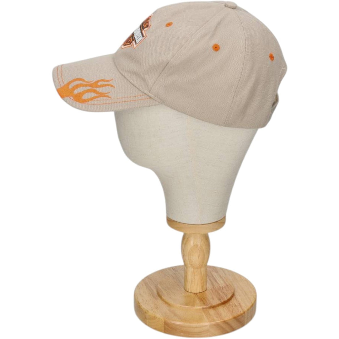 Harley-Davidson Fire Pattern Baseball Cap, 6-Panel, One Size Fits Most cotton Beige type Vintage Second Hand