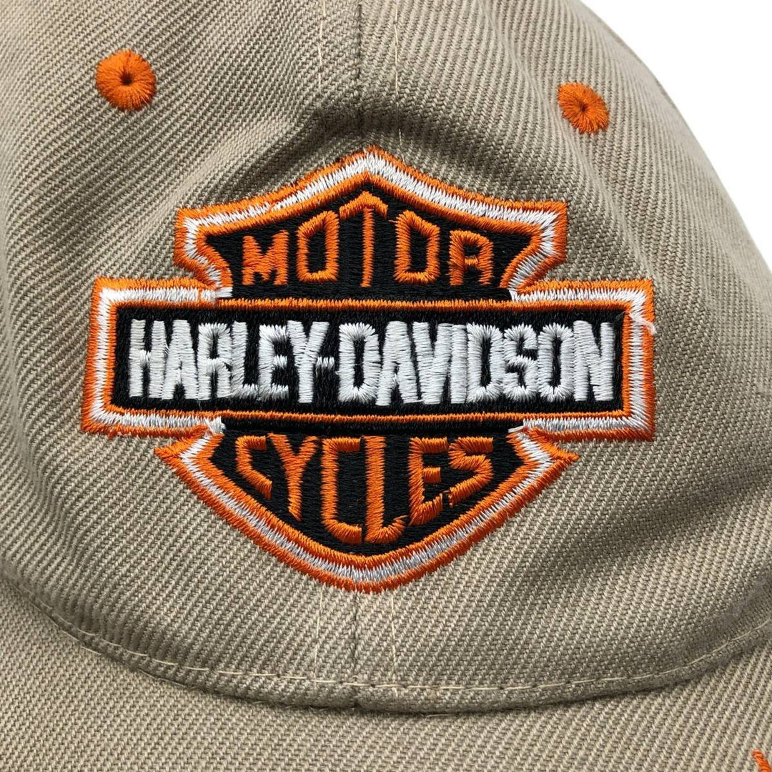 Harley-Davidson Fire Pattern Baseball Cap, 6-Panel, One Size Fits Most cotton Beige type Vintage Second Hand